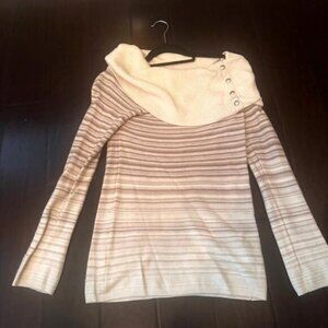 New NWOT White House Black Market Off shoulder shimmer striped sweater small